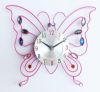 8.5 inch pink butterfly shape metal wall quartz clock
