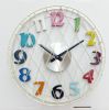 16 inch cream white wire with colorful numbers hanging clock