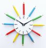 colorful pencil shape diameter 11 inch metal wall hanging clock